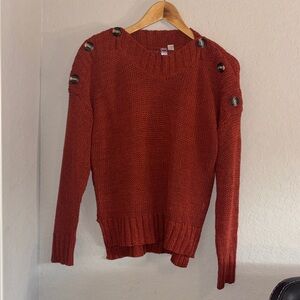 Alya Rust Button-Detail Sweater